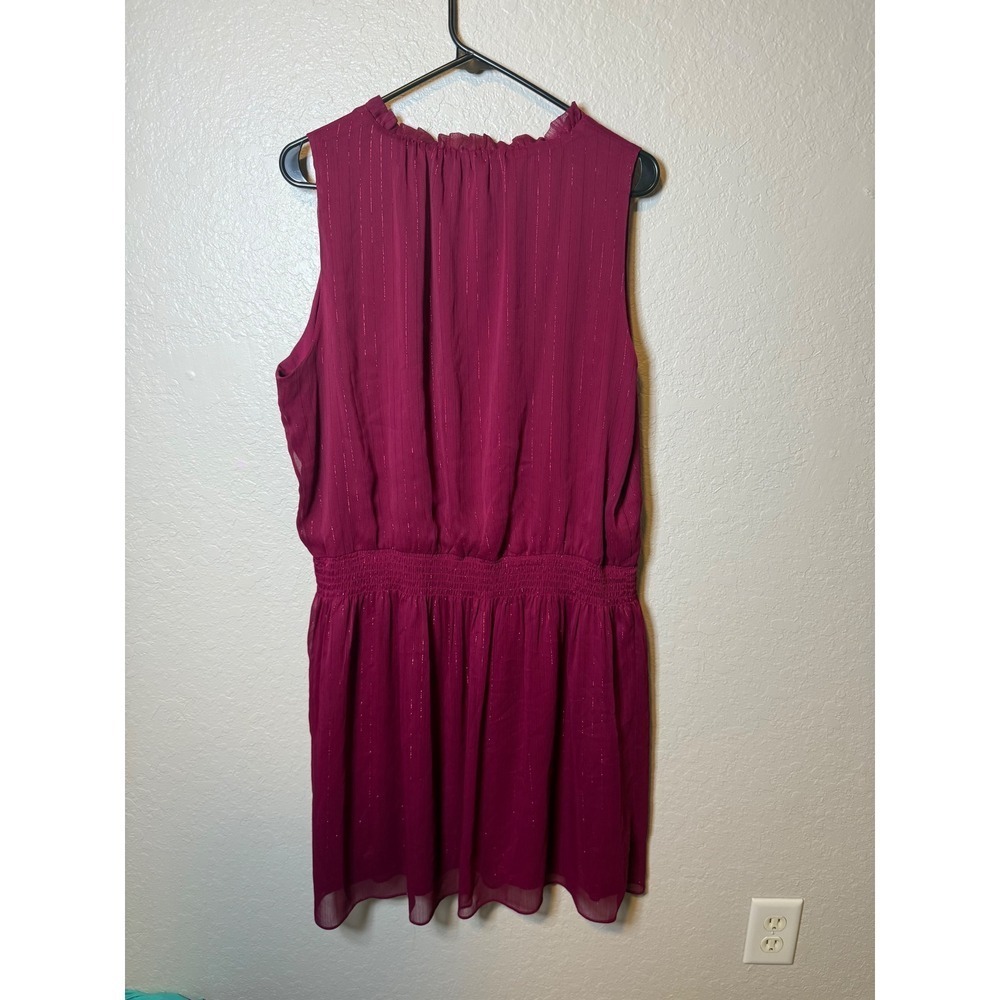 The Limited Burgundy Sleeveless Dress Ruffle Neckline Summer Casual Party XL - Picture 2 of 3